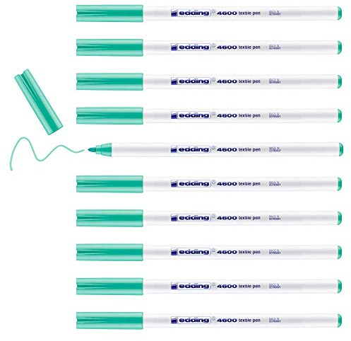 edding 4600 Textilstift - blass-grün - 10 Stück - Rundspitze 1 mm - Textilstifte waschmaschinenfest (60 °C) zum Stoff bemalen - Stoffmalstift