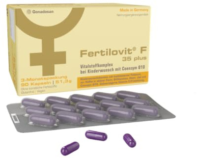 Fertilovit F 35 plus | Premium Kinderwunsch Vitamine mit Coenzym Q10 | ideal bei KIWU-Behandlung & für die Frau ab 35 | vegan | 3-Monatspackung | 90 Kapseln