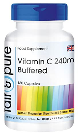 Fair & Pure® - Vitamin C Capsules - 240mg - Calcium ascorbate with rosehips - Vegan - 180 Capsules