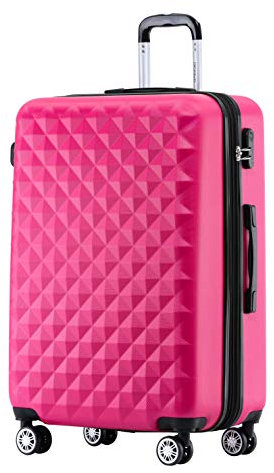 BEIBYE Zwillingsrollen 2066 Hartschale Trolley Koffer Reisekoffer Gepäck M-L-XL-Set (Peach, L)
