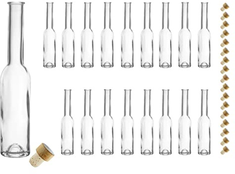 Giehl 18 leere Glasflaschen Fenice klar 200ml mit Verschluss, Schnapsflasche, Ölflasche, Flasche mit Korken