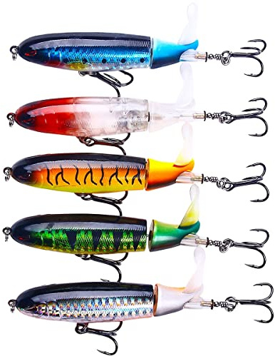 HENGJIA Fishing Lure for Bass, Whopper Lure Plopper Lures Kit for Bass Trout, Topwater Lures with Floating Rotating Tail for Freshwater Saltwater