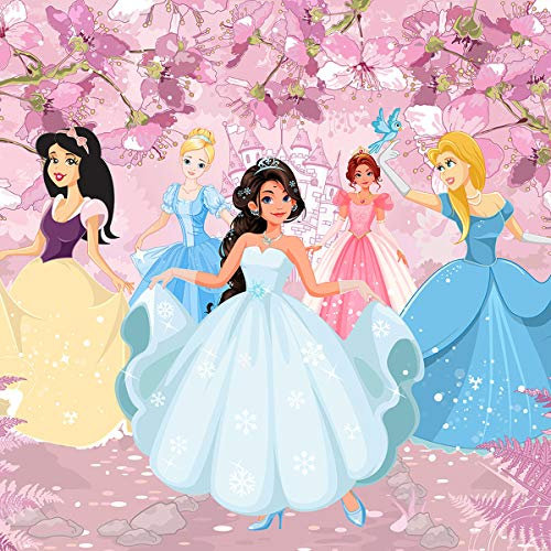 Forwall Fototapete Vlies Tapete Prinzessin Kinderzimmer - Mädchen Ball Ballkleid Blumen Moderne Wanddeko Wandtapete für Kinder 13236VEXXL 312cm x 219cm