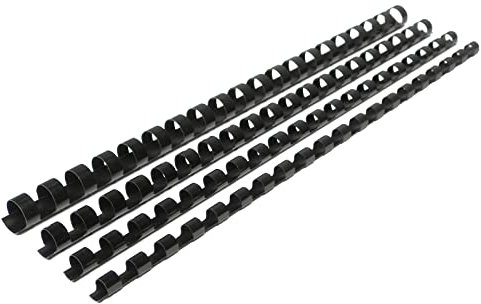 RAYSON Mischgrößen-Bindekämme, 6mm/8mm/10mm/12mm, 25 Stück pro Größe, Bindekapazität 20-90 Blatt, A4, Schwarz, Packung mit 100 Stück