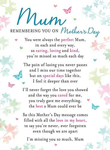 In Loving Memory Remembering You On Mother's Day graveside Memorial Grave Card 23349 120 x 165 mm inches,White