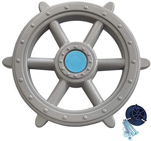 Loggyland Volante de barco pirata, diámetro de 48 cm, gris, para torre de escalada, barcos de juego, torre de juego con accesorios de sonido