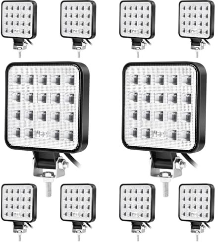 AnTom 10 stuks achteruitrijschijnwerpers trekker 57W 12volt led schijnwerpers auto 5700LM led hulplichten, voor graafmachines, tractoren, trekkers, vorkheftrucks, ATV's, vrachtwagens, offroad (4x4)