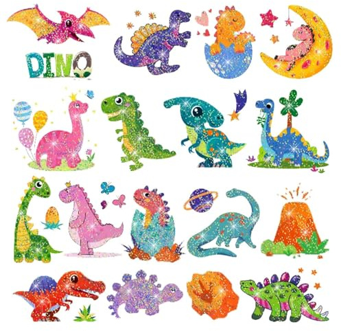 Leesgel Dinosaur Glitter Tattoos for Kids Birthday Decorations, 12 Sheets | Temporary Tattoos Stickers, Girls Boys Dinosaur Games Toys, Party Bag Fillers