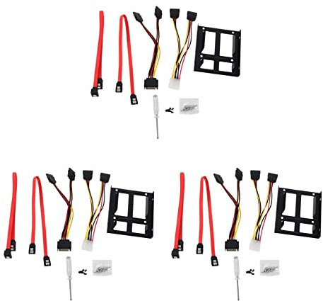 CRAKES 3X Support de Kit de pour Lecteur de Disque Dur Interne 2 x 2,5 Pouces SSD Une 3,5 Pouces (Câbles de Données SATA et Câbles d'alimentation Inclus)