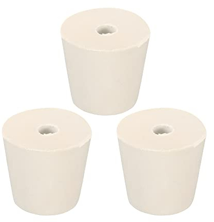 sourcing map 3Stk Gummi Konisch Stecker 25mm bis 33mm mit 8mm Loch Test Rohre Stöpsel Stopfen Weiß für Lab Haus
