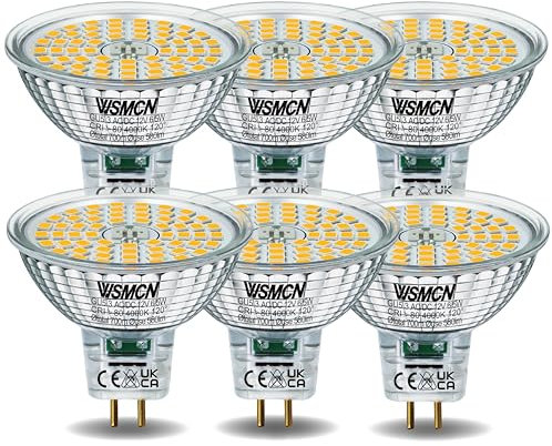 WSMCN MR16 GU5.3 LED Light Bulbs, Neutral White 4000K, 6.5W LED 60W Halogen Equivalent, Bi-Pin Base 12V 700LM, Non Dimmable, 120° Beam Angle, Flicker-Free Spotlight, 6-Pack