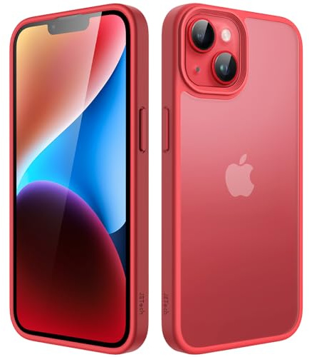 JETech Matte Hülle für iPhone 14, Rot | Robuster Schutz, Matte Rückseite, Anti-Fingerabdruck, Stoßfestes Design