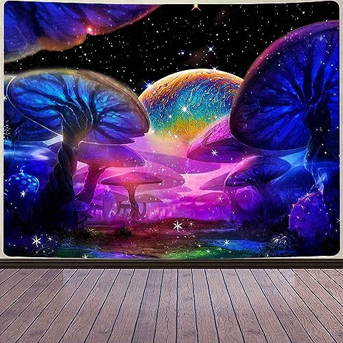 Rubruan Wandteppich Wandtuch UV-Reaktiv Wandbehang – 3D Digital Bedruckt Farbenreich Dekostoff Dekoration für Wohnzimmer Schlafzimmer Party Urlaub