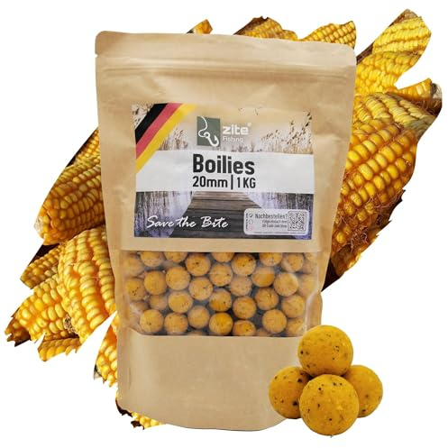 Zite Fishing Boilies Karpfen-Angeln 20mm - Starke Lockwirkung & Wohldosierte Aminosäuren - 1kg Angelköder Sinkend, Wiederverschließbaren Beutel, Hochfängige Aromen-Auswahl, Karpfen Boilies Angelfutter