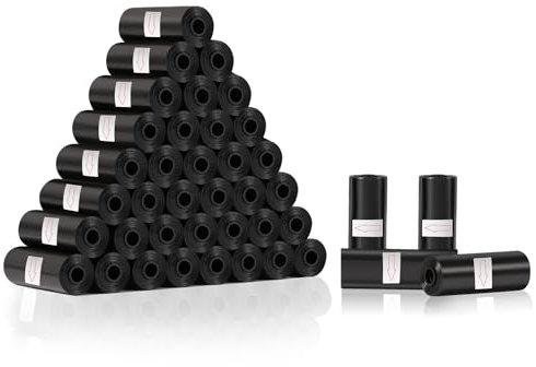 Diboniur 600 Pièces Sac a Crottes Chien, Noir Sac a Caca pour Chien, Solides et Anti-fuite Sacs à Déjection Animale (40 Rouleaux, 15 par Rouleau)