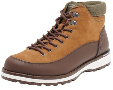 Tommy Hilfiger Herren Stiefel Corporate Outdoor Nubuck Boot aus Leder, Braun (Desert Khaki), 41