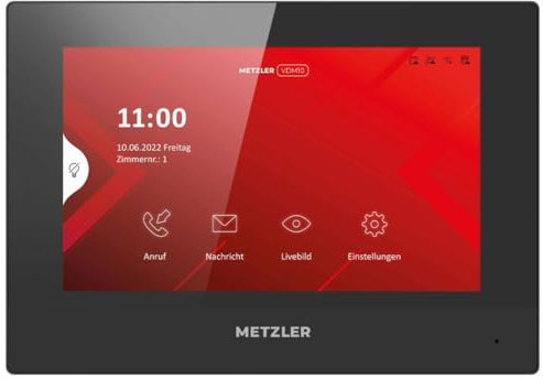 Metzler VDM10 2.0 Stazione interna Home Touch Screen 7 Pollici LAN + PoE, Nero | 200 mm × 140 mm × 25.1 mm.