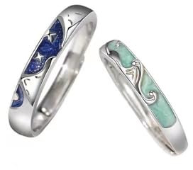 Schlichte Berge Und Meere, Paare, Passende Offene Ringe, Versprechensring Für Frauen, Männer, Sie, Ihn, Beste Freundin – Set Mit 2 Verstellbaren Ringen Oder Liebesversprechen/Valentinstag, Weiß,