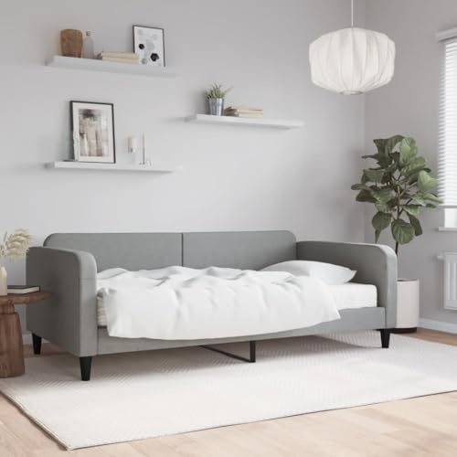 CKioict Palettenbett Modernes Bettgestell Jugendbett Tagesbett mit Matratze Hellgrau 100x200 cm StoffGeeignet für Gästezimmer, B&Bs, Schlafzimmer