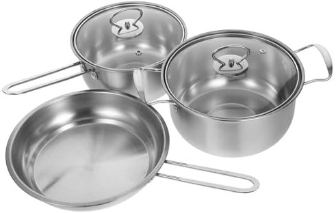 3-teiliges Kochgeschirr-set Aus Metall Stahlpfanne Suppentopf Bratpfanne Abnehmbarer Griff Leicht