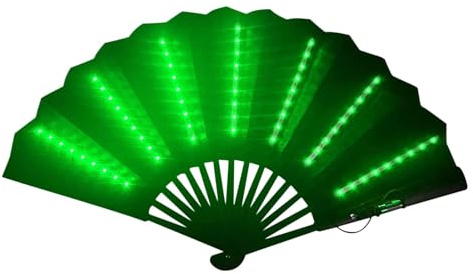 Jubepk LED-Handventilator – beleuchteter -Handventilator – Mehrzweck-Bar-Faltventilator, -Zubehör für Bauchtanz, Bühne, Bar, Fotografie