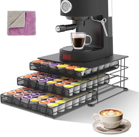 Masthome Cassetto Porta Cialde Dolce Gusto, Capacità: 108 Capsule, Porta Capsule per Caffè con 3 Cassetti, Contenitore per Capsule Dolce Gusto, Dispenser Capsule Porta Macchina da Caffè, Nero