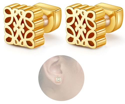 18K Damen Gold Ohrringe,925 Sterling Silber Ohrstecker,Hypoallergene Geformte Ohringe sind tolle Geschenke für Mütter,Ehefrauen und Freunde