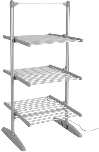 Rediffusion Clothes Airer, 3 Tier, Electric, 36 Heated Rails, 21m Hanging Space, 30kg Weight Capacity, Indoor Airer, Energy Efficient, 147 x 73 x 70cm, Silver - REDH08