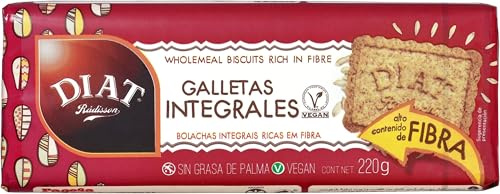 DIAT Radisson - Galletas Integrales con Fibra | Vegan y Muy Bajas en Sal | con Azúcar Moreno | Galletas sin Huevo y sin Lactosa | Alto Contenido en Fibra (Paquete de 8)