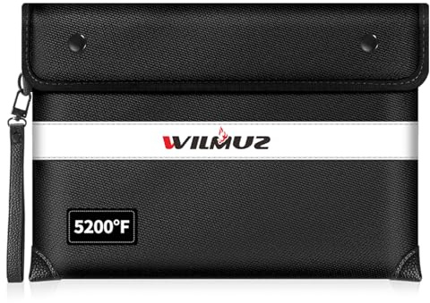 Upgraded Fireproof & Water Resistant Document Bag,(28x19cm) Fireproof Bag for A5 Documents/Jewelry,Fireproof Money Bags 8 Layers Thickened Protective,Fire Proof Documents Storage Box (Black)