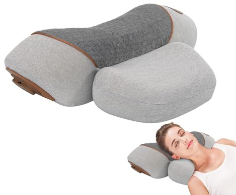 Kouamor 3 in 1 Pillow Massage Neck Hump, Constant Temperature Heating & Vibrating Massage Pillows, Pillow Traction Massager, Ergonomic Heated Massage Neck Pillowss with Memory Foam (grey)