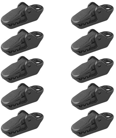 ProPlus 361742 10 Stück kleine Clips Länge 32mm für Vorzelt Teppich Plane Zeltteppichclips Zelt Teppichclips Planenclips