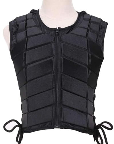 Zymoplas Chaleco Ecuestre fácil de Seguridad para Montar a Caballo, Tela de protección, Chaleco de Seguridad para Montar a Caballo, Chaleco para Montar, Amplia aplicación, Negro, Metro
