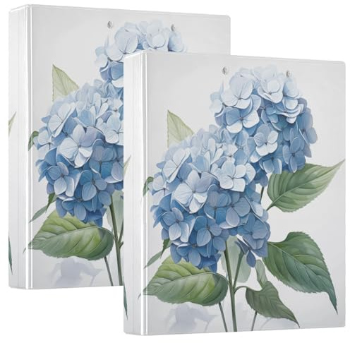 Hortensias Lot de 2 classeurs à 3 anneaux en D A4 avec 200 feuilles pour enfants, fournitures scolaires, femmes et hommes Violet