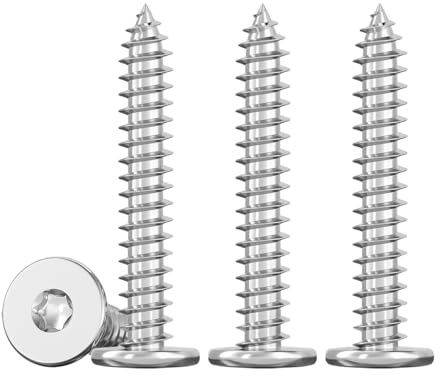 Drenky Vis a Bois en Inox M4x40mm Mince Autotaraudeuses à Tête Plate Vis à Bois, EntièRement Fileté, 50 Pièces