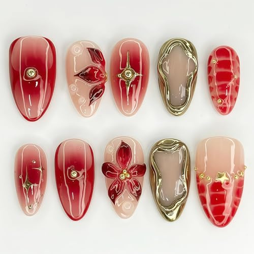 Auroriel 30 Stück Halloween Aufklebenägel Mittel Mandel Künstliche Nägel Mit 3D Spinnen Design Spinnennetz Falsche Nägel French Tip Acrylnägel Vollcover Klebenägel Für