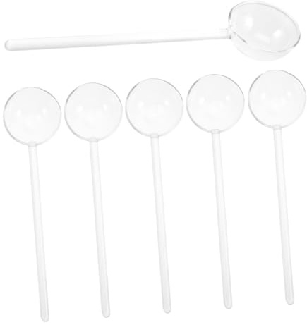 Toyvian 6 pièces Lot de Cuillères Verre Transparentes Résistantes Chaleur Longues Manches pour Café Dessert et Mélange Cuisine
