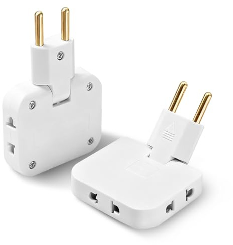 SJACXANM Prise Multiple Plate, 2PCS Prise Plate USB, Multiprise ExtraPlate 180º, PriseUniverselle Us/UE, Peut être Installé Derrière Un Meuble, Pratique pour Les Voyages en Europe