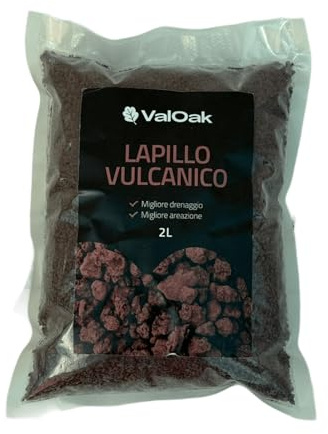 ValOak Lapillo Vulcanico 3/5 – Substrato Drenante per Piante, Bonsai e Cactus | Granulometria Fine | Aerazione e Ritenzione Idrica | Made in Italy (2 lt)