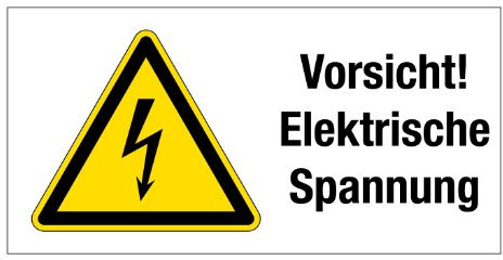 Warnschild aus Aluminium - Vorsicht! Elektrische Spannung - 20 X 10 cm