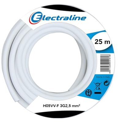 Electraline 20607088J - Matassa di cavo, 25 metri, colore: Bianco