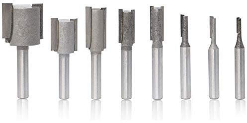1/4 Straight Router Bit Milling Slot Cutter Woodwork Tool Set of 8 Pcs