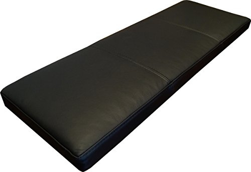 Quattro Meble Schwarz Echtleder Bankauflage Sitzkissen Lederkissen Sitzpolster Bank Auflage doppelt genähtes Echt Leder Kissen Sitzauflage (45 x 80 cm)