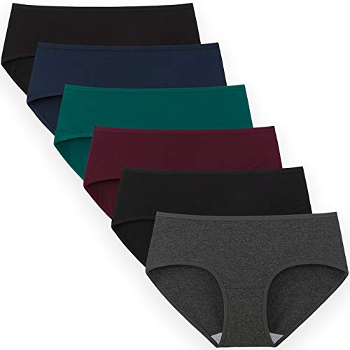 INNERSY Culotte Femme Coton Doux Slip Taille Midi Stretch Basique Lot de 6 | Sous Vetement Elastique, Culottes Hipster Classique, Entrejambe 100% Coton, Sans Étiquette, Confort pour Sport et Quotidien