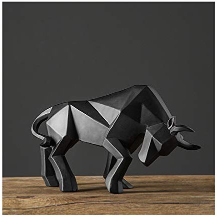 nice--buy Stier-Statue, Kunstharz, Bulls-Skulptur, Heimdekoration, Börsenmarkt, Glücksstatuen, 35,6 cm, abstrakte Figur, Business-Geschenk, Heimdekoration, modernes Zubehör (schwarz)