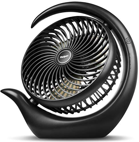 viniper Ventilador con pilas, ventilador de escritorio USB: rotación de 180° y 3 velocidades, ventilador silencioso portátil, fuerte enfriamiento (8.75 pulgadas, negro)