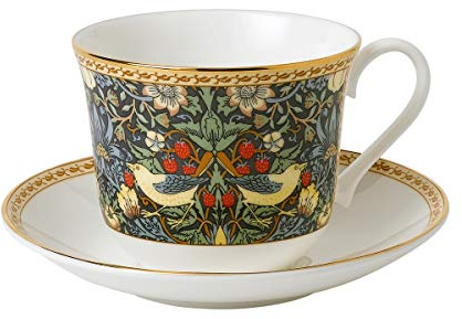 Roy Kirkham Jumbotasse & Untertasse Strawberry Thief Blue - 0,4l