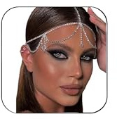 STONEFANS Layered Rhinestone Head Chain - Crystal Headpiece Boho Silver Headbands Hair Accessories Prom Hair Jewelry Festival Outfits for Women