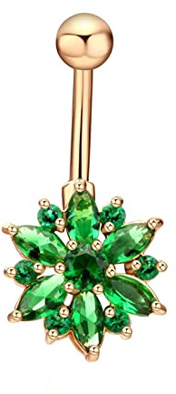 Lieson Bauchnabel Ring Piercing, Bauchnabelpiercing Chirurgenstahl Zirkonia Blume Bauchnabelpiercing Banane Bauchnabel Schmuck