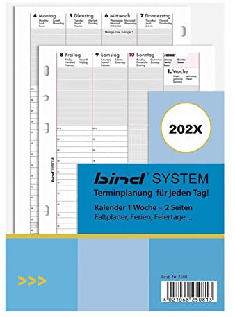 bind Kalender 2024 DIN A5 Kalenderreinlage Terminplaner Tageskalender 1 Woche / 2Seiten B250824